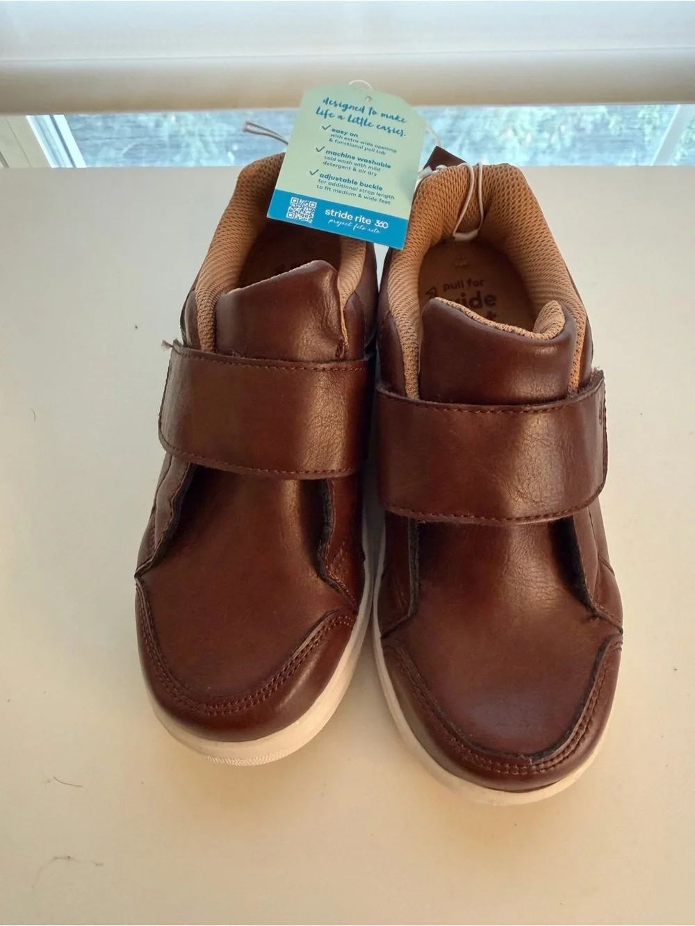 Stride Rite Brown Hook-and-Loop Kids Sneakers